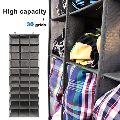 Libeder Hanging Closet Organizers 30 Section Shoe Shelves, Shoe Storage Hanging Shoe Rack, Space Saving Shoe Holder Grey