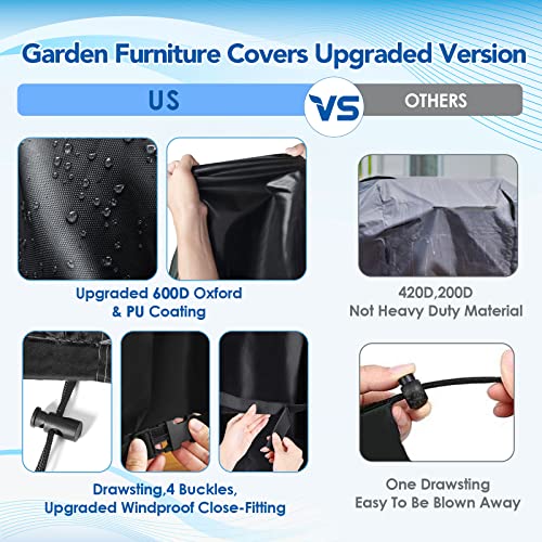 L-Shape Furniture Cover, 600D Oxford Waterproof Garden Sofa Cover, Heavy-duty Sectional Sofa Covers, Windproof Anti-UV Heavy-duty, with Handles f