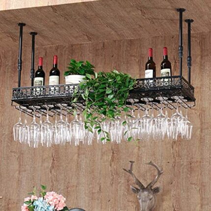 Wine racks Wall Mounted Wine Bottle Holder | Hanging Stemware Glass Holder | Metal Storage | Storage Rack | Home & Kitchen Decor, for Bars,Restau