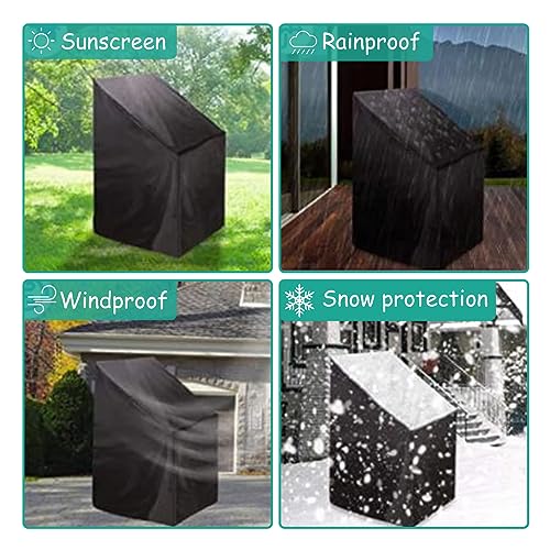 Ruucy 2PCS Garden Chair Covers Waterproof for Outdoor, Windproof Anti-UV Patio Stacking Chair Covers with Fixed Cord, Upgraded 210D Oxford Garden