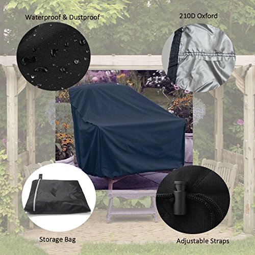 FLR Chair Cover for Outdoor Furniture Square Black Waterproof 27in Patio Table Cover Lightweight Patio Furniture Covers for Garden Furniture