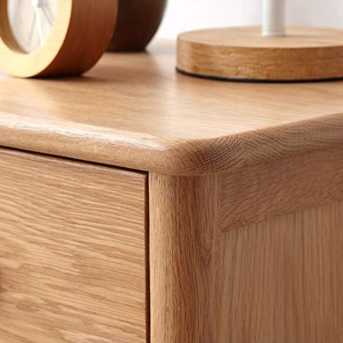 LUKEO Solid Wood Bedside Table with Double Drawer Design, Minimalist Bedroom Bedside Cabinet