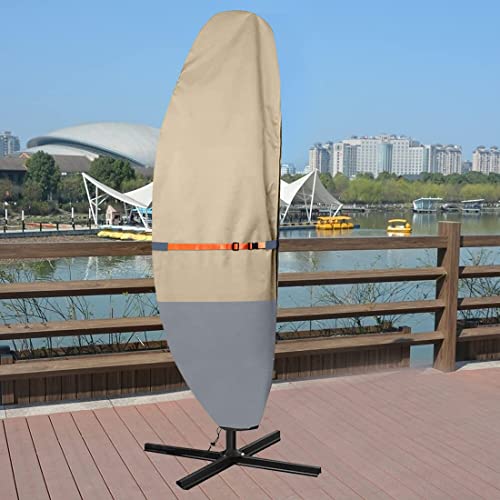 Patio Umbrella Cover,Sunshade Cover 420D Oxford Fabric,Waterproof Dustproof Sunproof and Fade Resistant Suitable for 9 Feet to 13 Feet Offset Ban