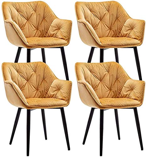 Modern Kitchen Dining Room Chairs Velvet Dining Chairs Set Of 4 Cozy Cushioned Seat Metal Non-Slip Feet Kitchen Chair Living Room Bedroom Makeup