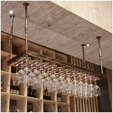 Ceiling Stylish Simplicity Industrial Retro Wine Glass Stylish Simplicity Rack Iron Metal Creative Display Inverted High Glass Rack Bar Restauran