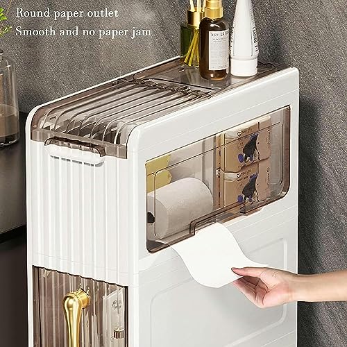 OPSREY Bathroom Floor Storage Cabinet With Transparent Drawers narrow Slender And Tall Movable Towel Storage Rack Side Independent Rolling Device