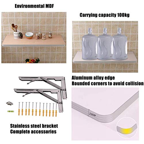 LEOSXA Wall-Mounted Table Folding Wood Dining Tables, Kitchen/laundry Workbench/Laptop Table, Fold Down Wood-Based Panel,C-80 * 50cm/31 * 20in