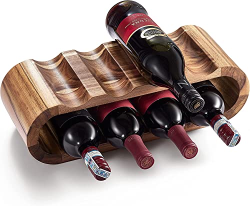 Mardili Free Standing Acacia Wood Wine Rack Storage, 8 Wine Bottle Holder Stand, Wine Shelf Organizer, Perfect for Home Décor and Wine Gifts, No