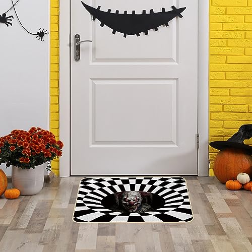 VOKFLYA Halloween 3D Illusion Clown Door Mat Halloween Rug 29 X 17 Non-Slip Scary Doormat for Front Door Indoor Outdoor Welcome Mats for Entrance