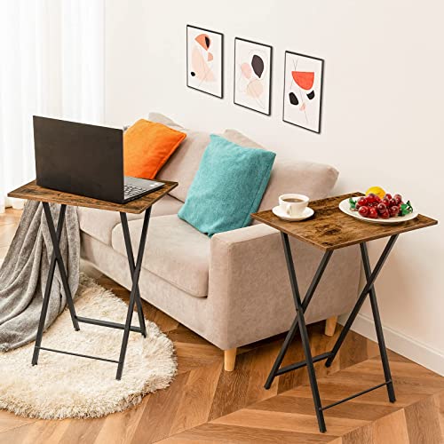 HOOBRO Side Table 2 Set, Folding Tables, TV Tray Table, Snack Table for Eating, Small Sofa End Laptop Drinks Coffee Table for Small Space, Living