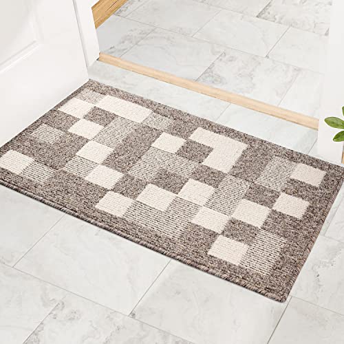 comfoyar Dirt Trapper Door Mats Indoor, Non Slip Machine Washable Entrance Rug, Super Absorbent Low Profile Floor mat for Dog Muddy Paws, Front D