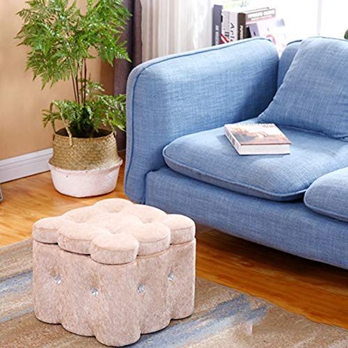 LUKEO Solid Wood Shoes Bench Home Wear Shoes Bench Fabric Storage Sofa Short Seat Pier Fitting Room Small Stool (Color : Argento)