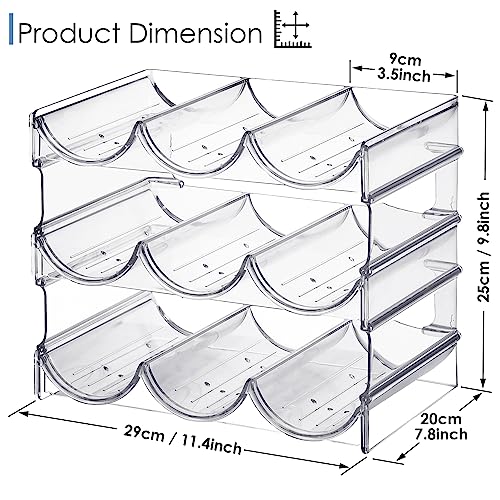 JIIKOOAI 3PCS Stackable Water Bottle Organizer, Home Plastic Storage Wine Bottles Holder Water Bottle Storage Rack stand for Cupboard Kitchen Cou