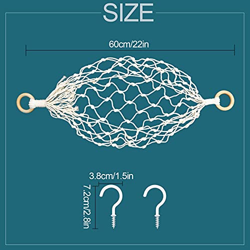 KINBOM 23.6inch Hanging Fruit Hammock with 2pcs Screw Hooks, Hammock Fruit Holde, 100% Cotton Handmade Woven Space-Saving Fruit Veggie Hammock un