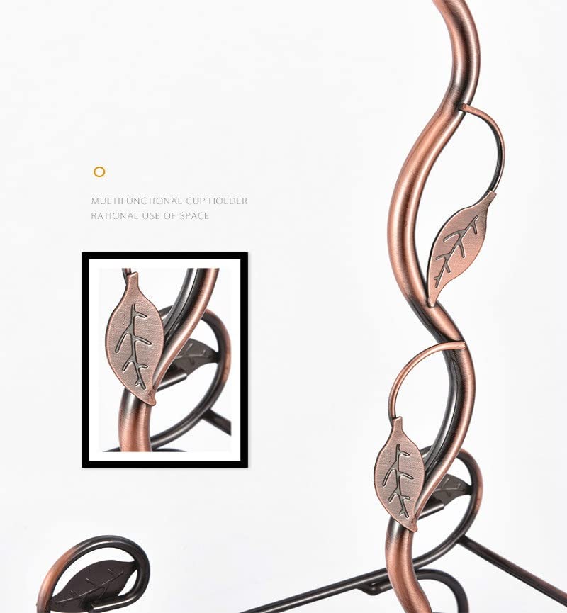 N/A European Double Bottle 6Cups Wind Rack Leaf G-Shaped Cup Holder Goblet Wine Storage Basket Bar Family Wine Tools