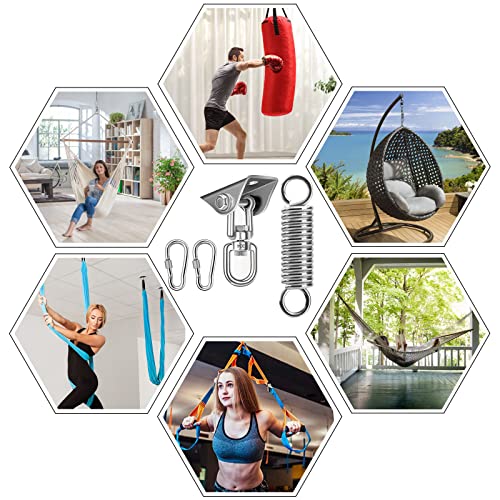 Heavy Duty Swing Hangers Hooks, 360° Swivel Heavy Duty Spring Hanging Kit, SUS304 Stainless Steel Hammock Hooks Swing Hook for Ceiling Concrete W