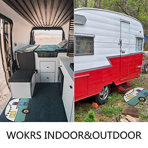 Kay&J Camper Door Mat, 16x24 Inch-Indoor Outdoor RV Welcome mat- Traps Dirt and Mud, Cute Camper Collection