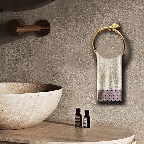Biomoty Towel Ring Gold, Aluminum Hand Towel Hanger Wall Mounted, Round Towel Holder Heavy Duty for Bathroom Toilet Kitchen Storage