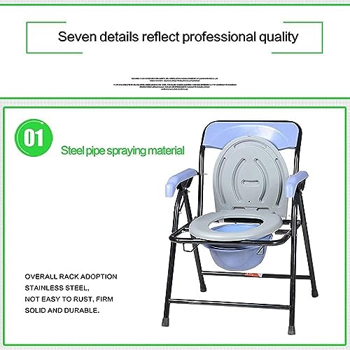 CNAOHGHN Stool for Elderly, Toilet Chair, Padded Seat with Extra Wide Ergonomic Seats, Stainless Steel Safety Frames for Easy Transfers