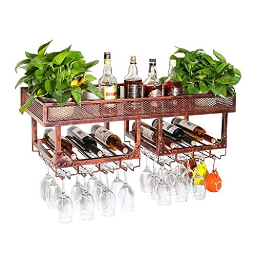 Metal Wine Rack Wall Hanging Wine Bottle Storage Rack Wine Glass Holder Wall Décor For Home Interior Champagne Stemware Goblet Organization Displ