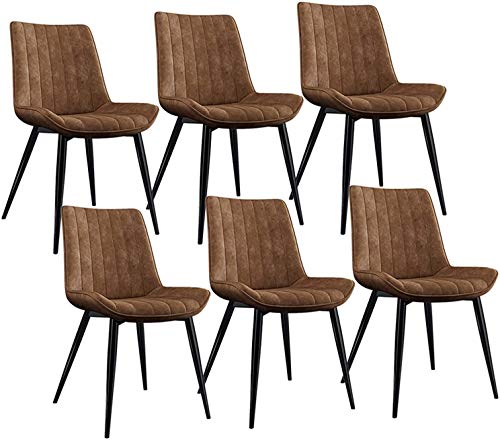 Modern Kitchen Dining Room Chairs Retro Design Faux Leather Dining Chairs Set Set Of 6 With Upholstered Back And Cushion Metal Legs (Color : B, S