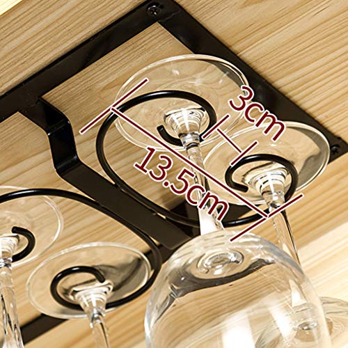 Fashion Creative Wine Glass Rack Goblet Upside Down Home Cabinet Bar Hanging Wrought Iron Multi-Size J1124, PIBM, Black, 44cm*19cm