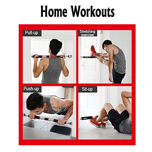 ONETWOFIT Door-Frame Pull-Up Bar, Wide Grip Heavy-Duty Metal and Foam Chin-Up Pole, Adjustable Great for Home Gyms, Fitness and Training