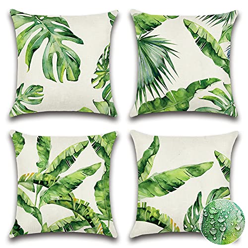 JOTOM Outdoor Decorative Cushion Covers 45x45cm Tropical Plants Waterproof Throw Pillow Covers Square Cushion Cover Garden Throw Pillow Case for
