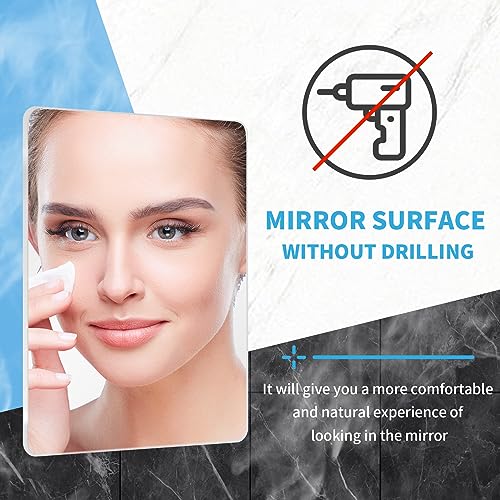 EUAIAJ Shower Mirror Fogless for Shaving Men Wall Mount, Fog Free Shave Mirror Travel Bathroom, NO-Drilling & Removable & Shatterproof, with 2 Hi