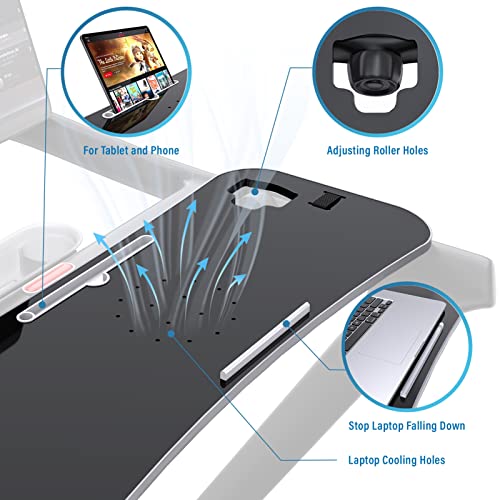 Treadmill Desk Attachment Compatible with Peloton Tread Laptop Holder Ergonomic Platform Tray with Tablet Holder Cooling Holes Laptop Stand for T