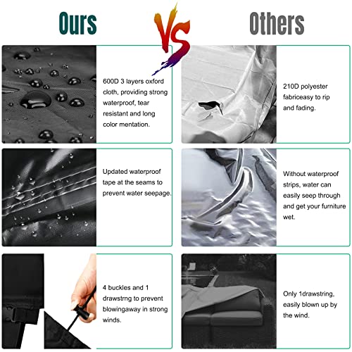 Garden Furniture Covers Waterproof Outdoor - 270 x 180 x 89cm Rectangular Rattan Patio Furniture Cover - Heavy Duty Large Protective Cover for Ou