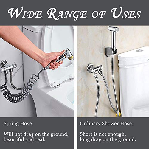 Hand Held Bidet Sprayer - Stainless Steel Sprayer Shattaf Toilet Bidet Shower Head for Bathroom Sink or Toilet - with 59in ABS Flexible Telescopi