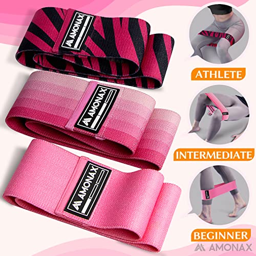 Amonax Fabric Resistance Bands Women, Glute Bands Female for Booty, Bands for Squat Exercise, Elastic Resistant Bands as Weight Loss Workout Equi