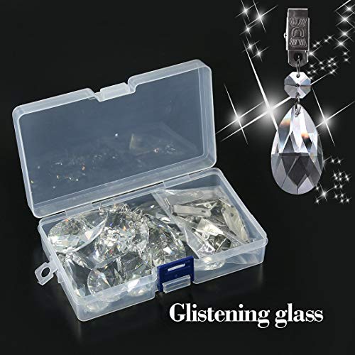 Glarks Tablecloth Weights Set, 10Pcs Metal Clip AB Crystal Glass Teardrop Prisms Pendant Tablecloth Weights for Picnic Tables Tablecloth Weights
