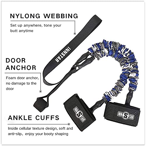 INNSTAR Booty Resistance Band Glute Cord Cable Machine for Hip Home Workout Cable Kickbacks with Instructions & Carry Bag