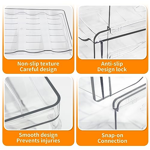 clbutge Water Bottle Organizer for Cabinet, 4 Pack Stackable Water Bottle Storage Rack, Kitchen Pantry Organization and Storage Shelf, Wine Drink
