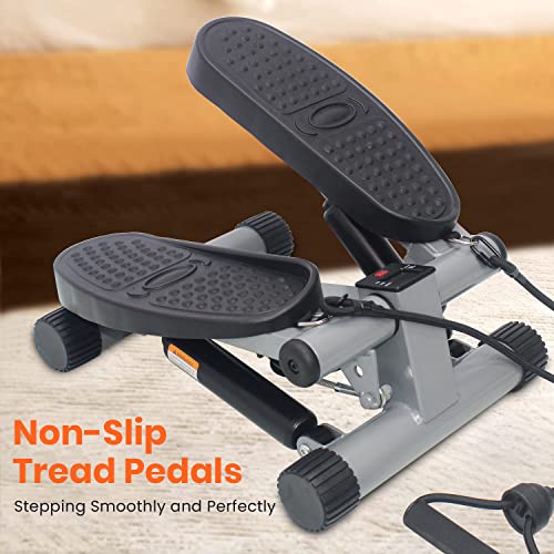Niceday Mini Stepper Exercise Machine, Steppers with Resistance Bands, Step Machine Exerciser for Home, Up-Down Stepper with LCD Monitor, Space S