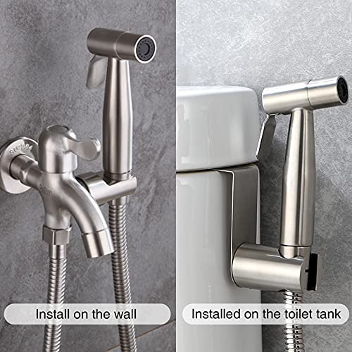 Hand Held Bidet Sprayer, Multi-Functional Sprayer Head Stainless Steel Shower Sprayer Brushed Nickel Sprayer for Toilet Cleaning Pet Bath Persona