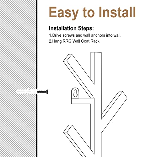 RRG Vertical Coat Rack Wall Mounted, Metal Vertical Hat Rack for Wall, Modern Wall Coat Tree for Hats, Jackets, Bags, Entryway Bedroom