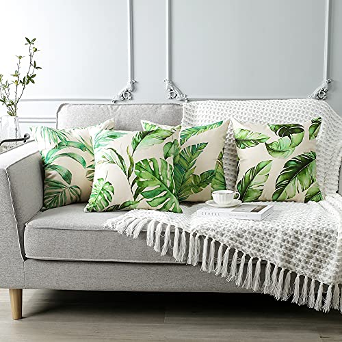 JOTOM Outdoor Decorative Cushion Covers 45x45cm Tropical Plants Waterproof Throw Pillow Covers Square Cushion Cover Garden Throw Pillow Case for