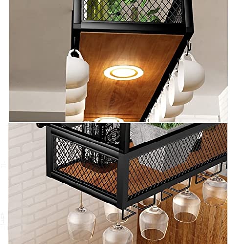 EMISOO Iron Ceiling Wine Rack, Home Bar Wine Glass Rack Hanger, Upside Down Wine Glass Rack, Hanging Wine Cabinet Rack, Bar Decoration Storage Ra