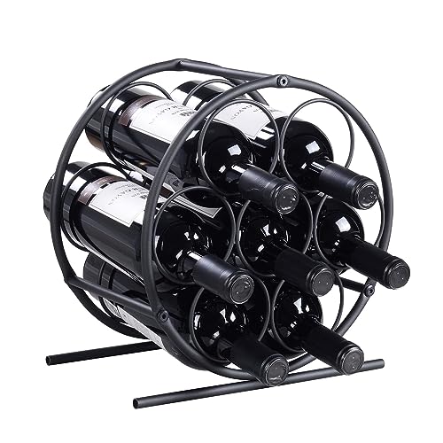 GOSSI Wine Rack Wine Bottle Holders Stands - Black 7 Bottle Metal Stand for White Collar Wine Lovers - Model GOSSI-23035