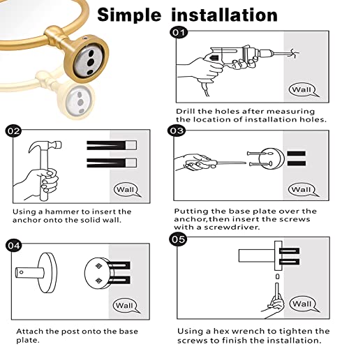 Biomoty Towel Ring Gold, Aluminum Hand Towel Hanger Wall Mounted, Round Towel Holder Heavy Duty for Bathroom Toilet Kitchen Storage