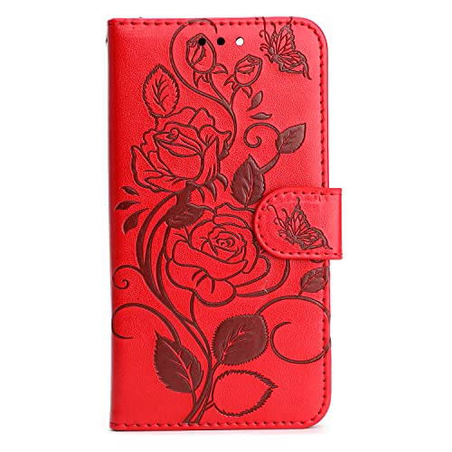 Thoankj iPhone SE 2022 2020 Case Shockproof, iPhone7/iPhone 8 Case for Women Roses Card Slots Magnetic Closure Kickstand Leather Flip Wallet Phon