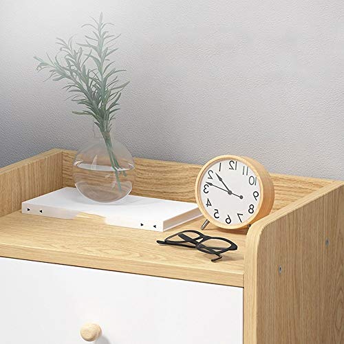 LUKEO Solid Wood Bedside Cabinet Side Cabinet Bedroom Household Storage Cabinet, Double Drawer Design Bedside Cabinet