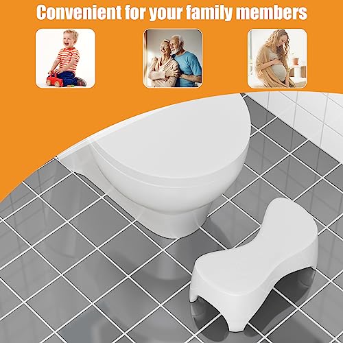 homfan Toilet Stool, Toilet Step Stool, Potty Stool for Adults and Kids, Poop Stool for Bathroom, Non-Slip Simple Design White