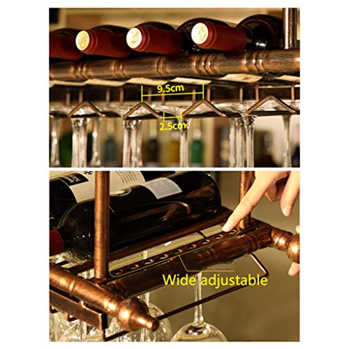 Ndustrial Vintage Ceiling Stylish Simplicity Wine Rack Metal Simple Display Storage Wine Glass Holder Goblet Holder Adjustable Height Restaurant