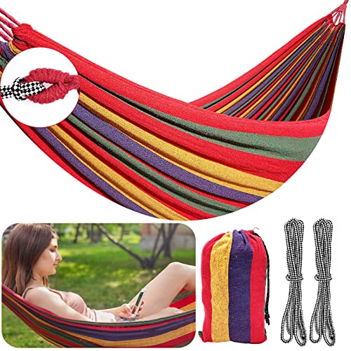 Garden Cotton Hammock, FORYNXHWIN Outdoor Garden Camping Hammock with Carry Bag, 190 x 100 cm,Weight Capacity 150 kg, for Travel, Garden and Beac