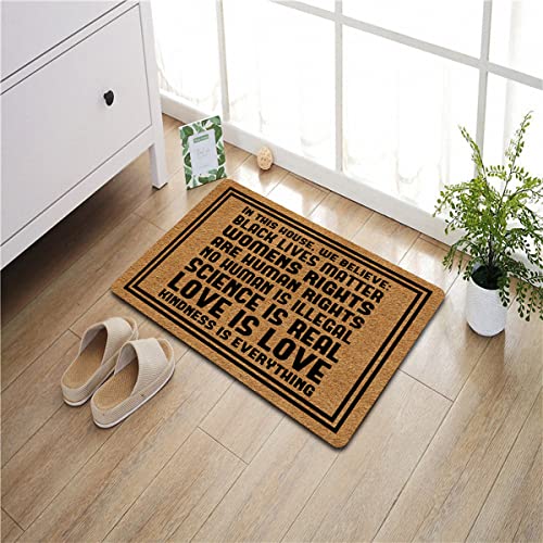 NICESIR Welcome Mat Black Lives Matter Science We Believe Funny Doormat for Home Entrance (23.6 X 15.7 inch) Fabric Top with Rubber Back Doormat