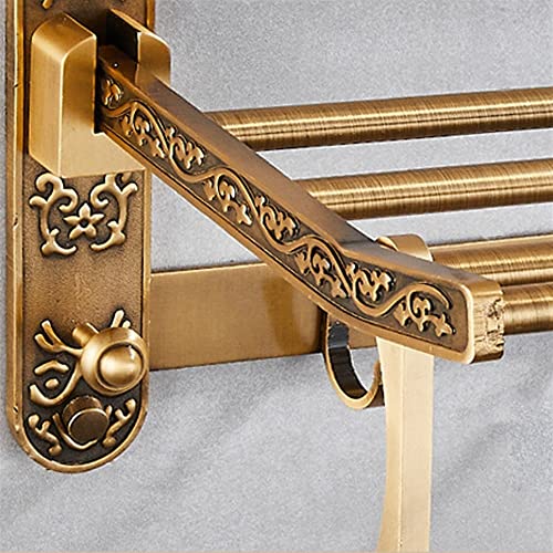HIGOH Towel Racks,Bathroom Towel Rack Wall Mounted Towel Holder,Antique Brass Towel Rack,Wall-Mounted Alumitowel Holder,Square Design Bathroom Ac